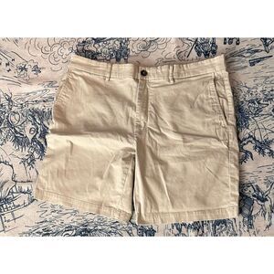 Nice Hickey Freeman Shorts Mens 38X32 Khaki Flat Front Chinos shorts Good Condit